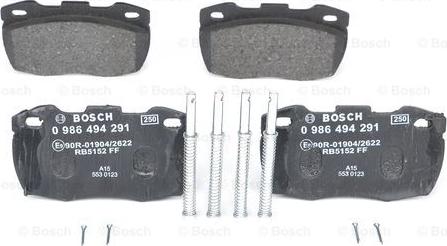 BOSCH 0 986 494 291 - Kit de plaquettes de frein, frein à disque cwaw.fr