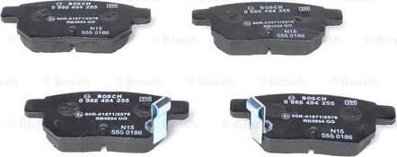 BOSCH 0 986 494 255 - Kit de plaquettes de frein, frein à disque cwaw.fr