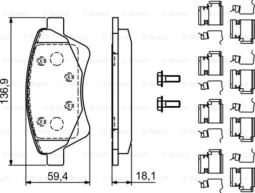 BOSCH 0 986 494 725 - Kit de plaquettes de frein, frein à disque cwaw.fr