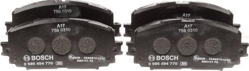 BOSCH 0 986 494 770 - Kit de plaquettes de frein, frein à disque cwaw.fr