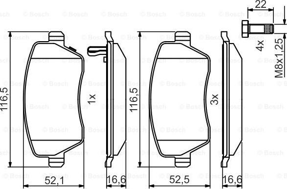 BOSCH 0986495485 - Kit de plaquettes de frein, frein à disque cwaw.fr