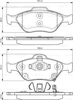 BOSCH 0 986 495 093 - Kit de plaquettes de frein, frein à disque cwaw.fr