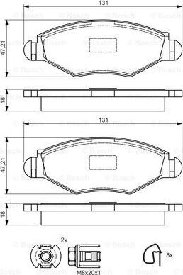 BOSCH 0 986 495 052 - Kit de plaquettes de frein, frein à disque cwaw.fr