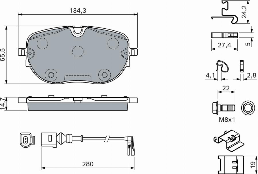 BOSCH 0 986 460 198 - Kit de plaquettes de frein, frein à disque cwaw.fr