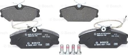 BOSCH 0 986 461 765 - Kit de plaquettes de frein, frein à disque cwaw.fr