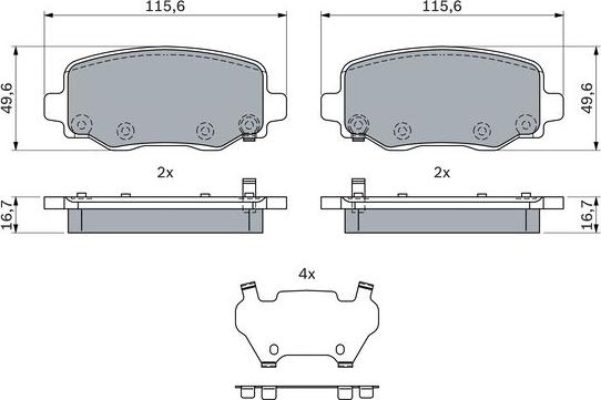 BOSCH 0 986 424 961 - Kit de plaquettes de frein, frein à disque cwaw.fr