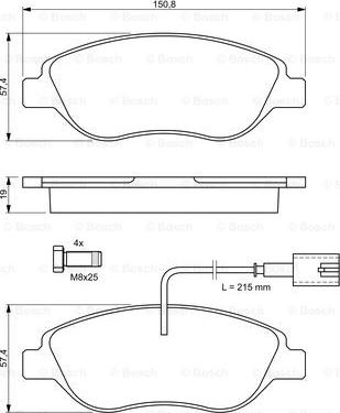 BOSCH 0 986 424 595 - Kit de plaquettes de frein, frein à disque cwaw.fr