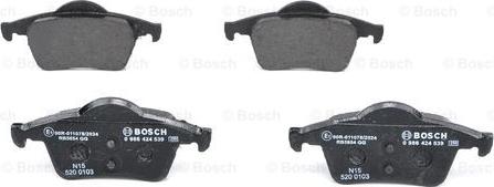 BOSCH 0 986 424 539 - Kit de plaquettes de frein, frein à disque cwaw.fr