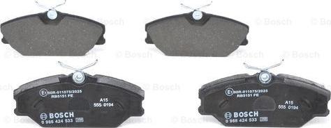 BOSCH 0 986 424 533 - Kit de plaquettes de frein, frein à disque cwaw.fr