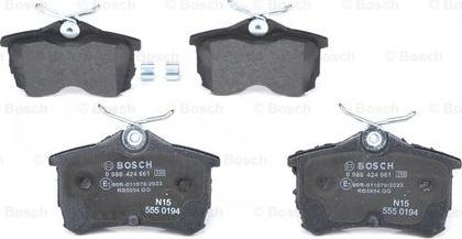 BOSCH 0 986 424 661 - Kit de plaquettes de frein, frein à disque cwaw.fr