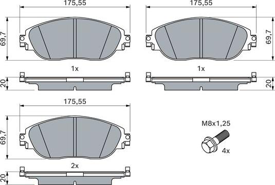 BOSCH 0 986 424 628 - Kit de plaquettes de frein, frein à disque cwaw.fr