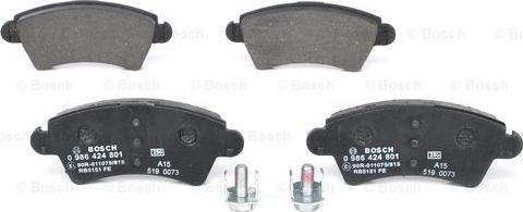 BOSCH 0 986 424 801 - Kit de plaquettes de frein, frein à disque cwaw.fr