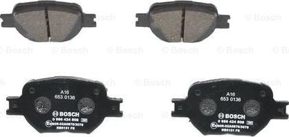 BOSCH 0 986 424 808 - Kit de plaquettes de frein, frein à disque cwaw.fr