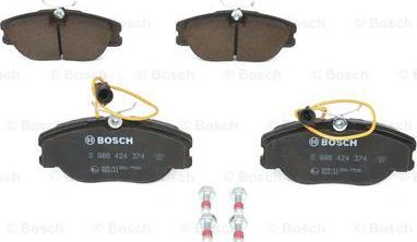 BOSCH 0 986 424 374 - Kit de plaquettes de frein, frein à disque cwaw.fr