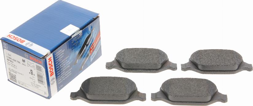 BOSCH 0 986 424 756 - Kit de plaquettes de frein, frein à disque cwaw.fr