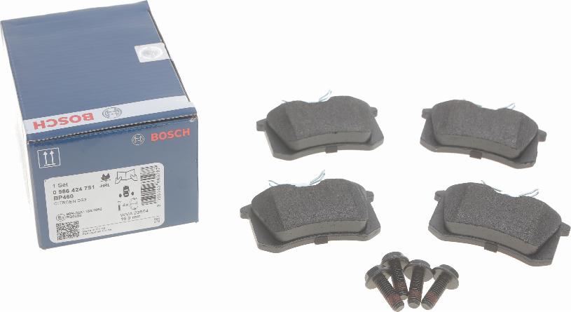 BOSCH 0 986 424 751 - Kit de plaquettes de frein, frein à disque cwaw.fr