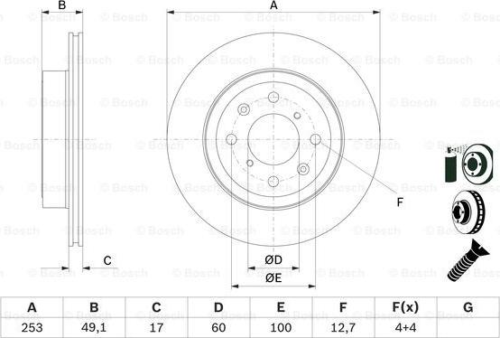 BOSCH 0 986 479 E75 - Disque de frein cwaw.fr