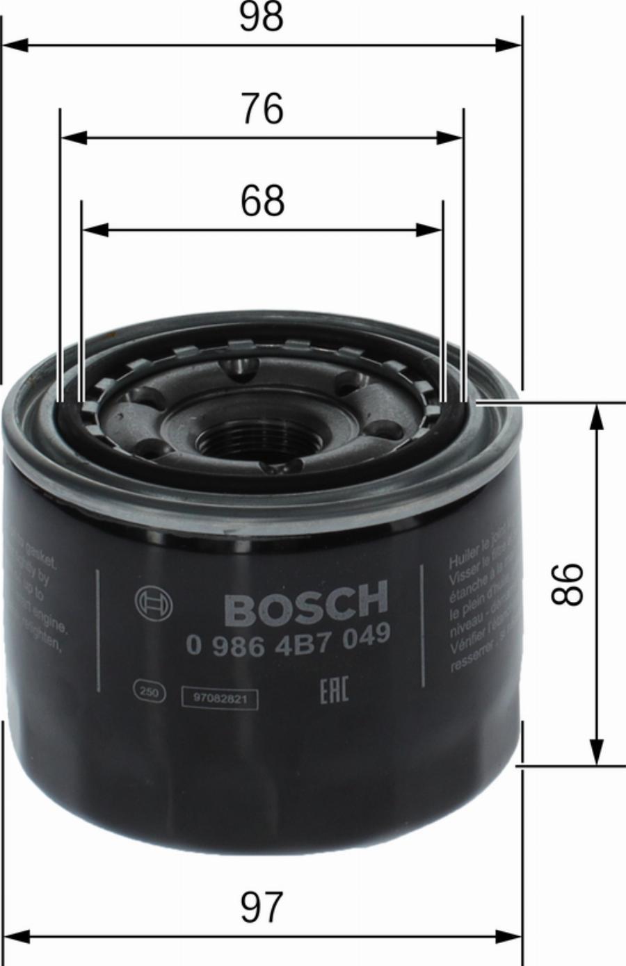 BOSCH 0 986 4B7 049 - Filtre à huile cwaw.fr