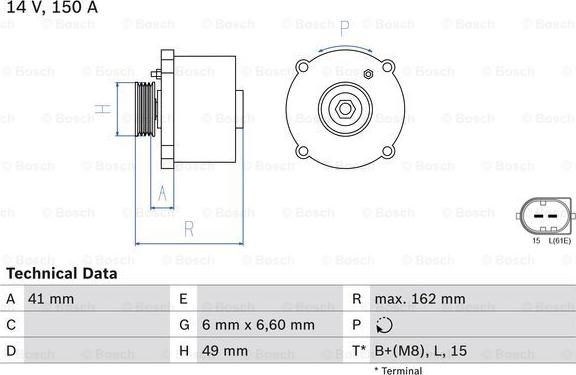 BOSCH 0 986 041 750 - Alternateur cwaw.fr