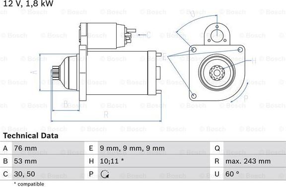 BOSCH 0 986 016 990 - Démarreur cwaw.fr