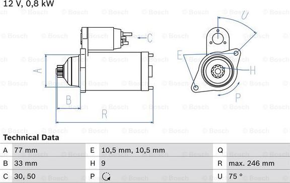 BOSCH 0 986 010 580 - Démarreur cwaw.fr