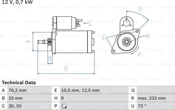 BOSCH 0 986 010 530 - Démarreur cwaw.fr