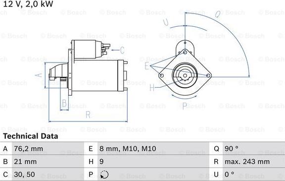 BOSCH 0 986 017 300 - Démarreur cwaw.fr