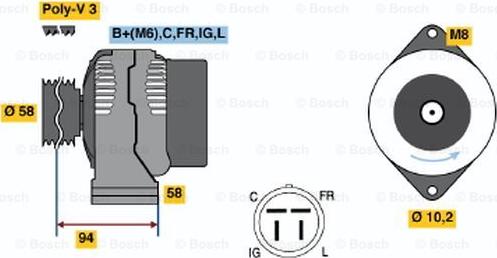 BOSCH 0 986 038 551 - Alternateur cwaw.fr