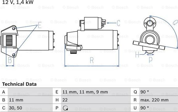 BOSCH 0 986 022 561 - Démarreur cwaw.fr