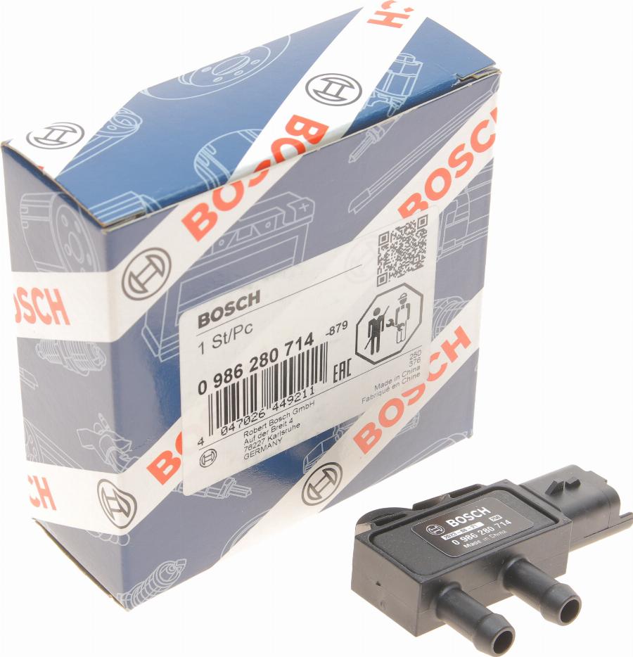 BOSCH 0 986 280 714 - Capteur, pression des gaz échappement cwaw.fr