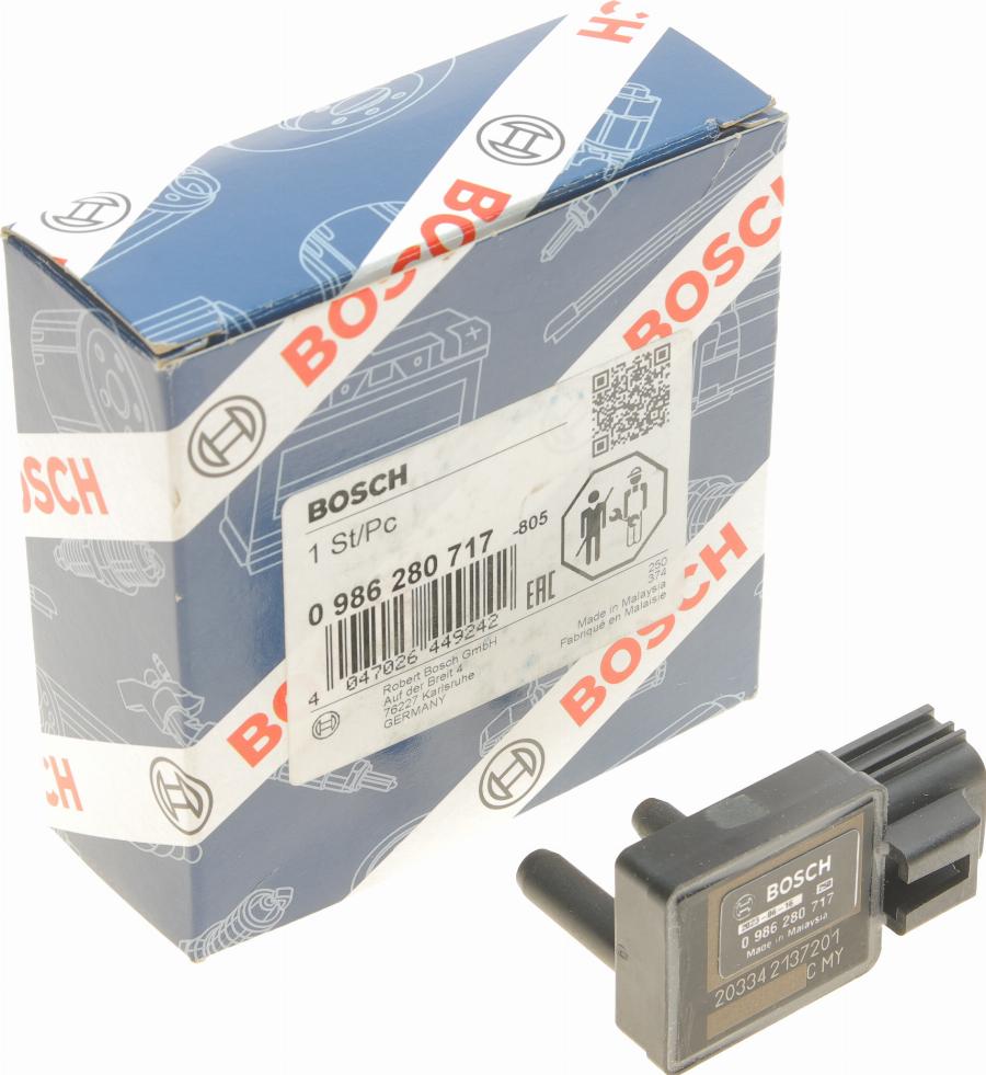 BOSCH 0 986 280 717 - Capteur, pression des gaz échappement cwaw.fr