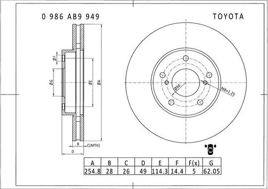 BOSCH 0 986 AB9 949 - Disque de frein cwaw.fr