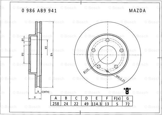 BOSCH 0 986 AB9 941 - Disque de frein cwaw.fr