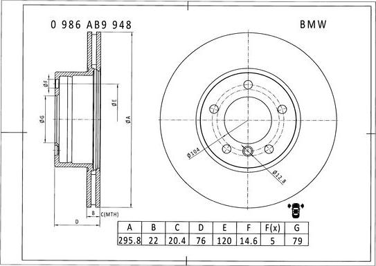 BOSCH 0 986 AB9 948 - Disque de frein cwaw.fr