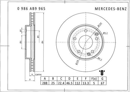 BOSCH 0 986 AB9 965 - Disque de frein cwaw.fr