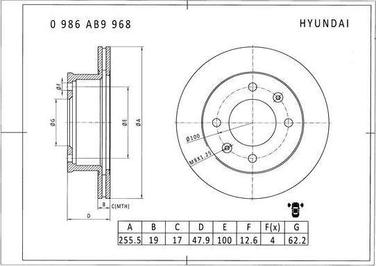 BOSCH 0 986 AB9 968 - Disque de frein cwaw.fr