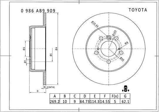 BOSCH 0 986 AB9 909 - Disque de frein cwaw.fr