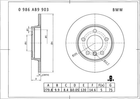 BOSCH 0 986 AB9 903 - Disque de frein cwaw.fr