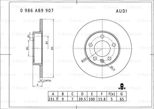 BOSCH 0 986 AB9 907 - Disque de frein cwaw.fr