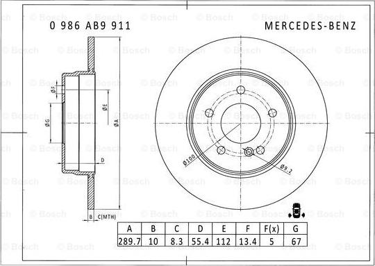 BOSCH 0 986 AB9 911 - Disque de frein cwaw.fr