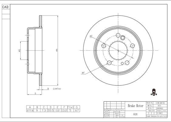 BOSCH 0 986 AB9 912 - Disque de frein cwaw.fr