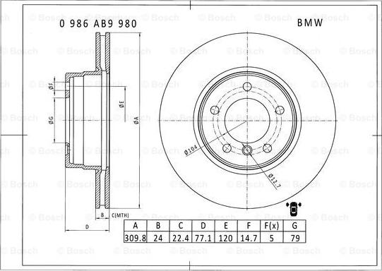 BOSCH 0 986 AB9 980 - Disque de frein cwaw.fr