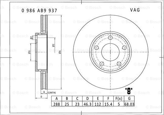 BOSCH 0 986 AB9 937 - Disque de frein cwaw.fr