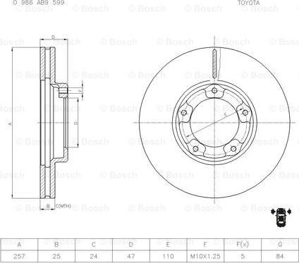 BOSCH 0 986 AB9 599 - Disque de frein cwaw.fr