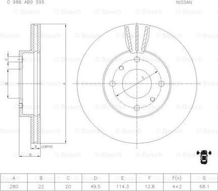 BOSCH 0 986 AB9 595 - Disque de frein cwaw.fr