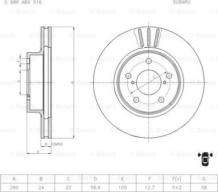 BOSCH 0 986 AB9 516 - Disque de frein cwaw.fr