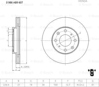 BOSCH 0 986 AB9 607 - Disque de frein cwaw.fr