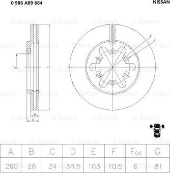 BOSCH 0 986 AB9 684 - Disque de frein cwaw.fr