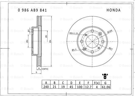 BOSCH 0 986 AB9 841 - Disque de frein cwaw.fr