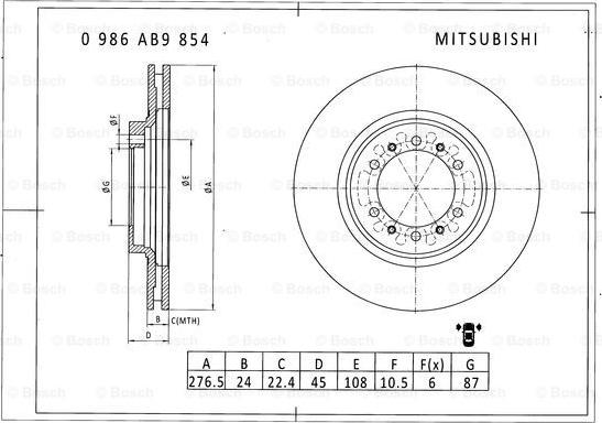 BOSCH 0 986 AB9 854 - Disque de frein cwaw.fr